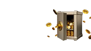 An open safe spilling gold coins symbolizes the cashback bonus at Eldorado Web Casino. Players can reclaim a portion of their lost funds back to their balance.