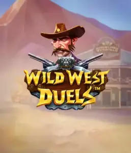  Step into the rugged world of "Wild West Duels" by Pragmatic Play, featuring a tough gunslinger ready for a showdown. The image features a fierce cowboy with crossed pistols, framed by a dusty Western town. His intense eyes and elaborate attire capture the essence of the Old West. The game's title is clearly displayed in a rustic font, adding to the exciting theme. 